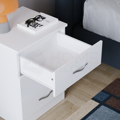 Riano 3 Drawer Bedside Chest, White