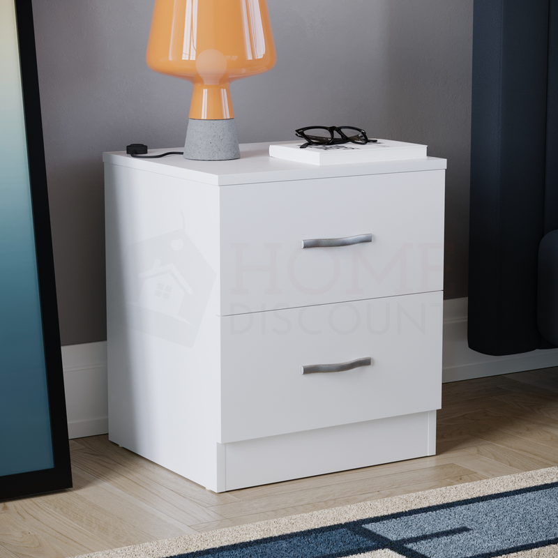 Riano 2-Drawer Bedside Chest - White