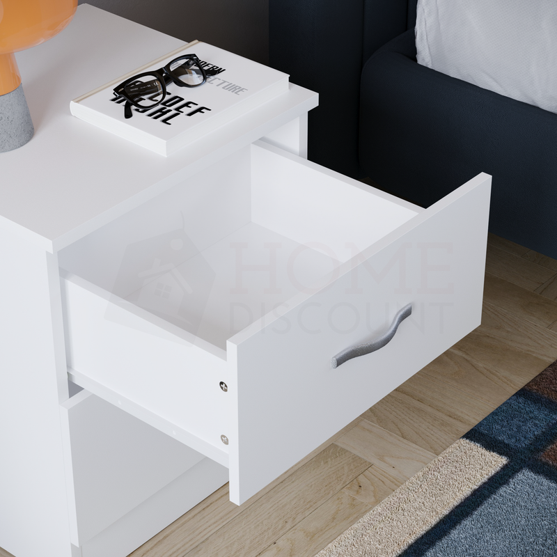 Riano 2 Drawer Bedside Chest, White