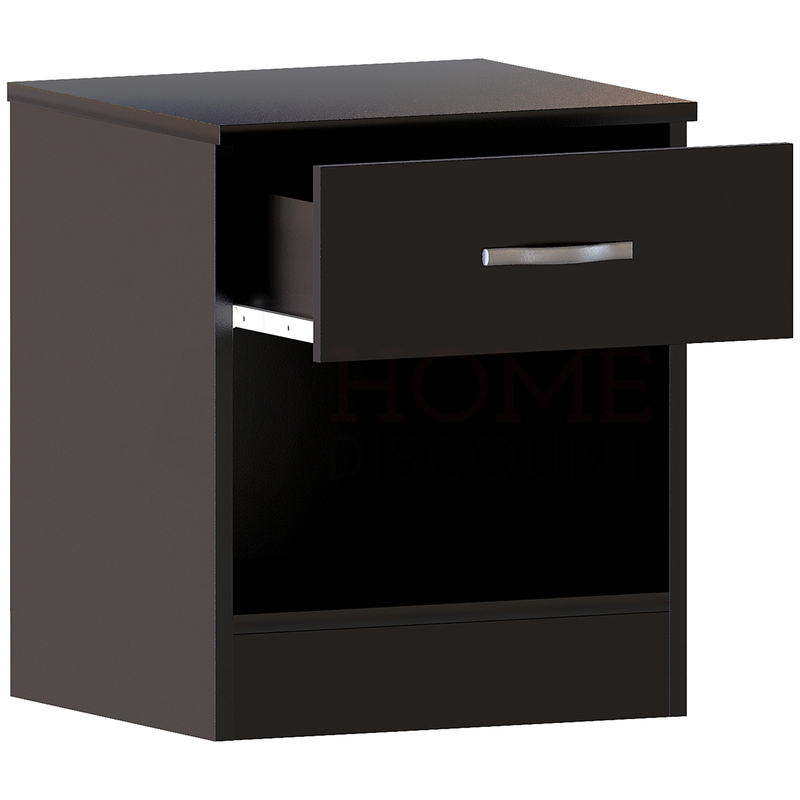 Riano 1 Drawer Bedside Chest, Black