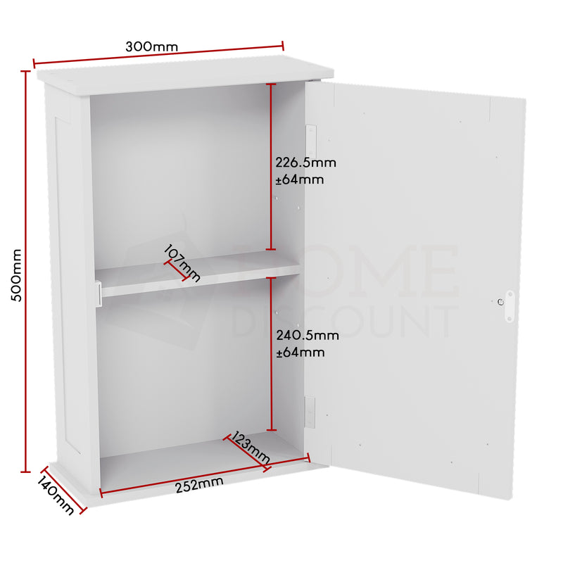 Priano 1-Door Wall Cabinet - White