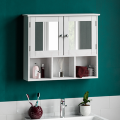 Priano 2 Door Mirrored Wall Cabinet With 3 Compartments, White
