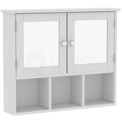 Priano 2 Door Mirrored Wall Cabinet With 3 Compartments, White