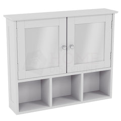 Priano 2-Door Mirrored Wall Cabinet With 3 Compartments - White