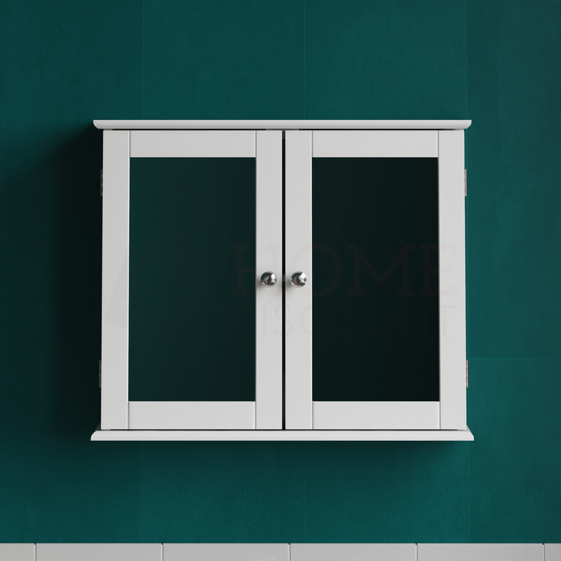 Priano 2 Door Mirrored Wall Cabinet, White