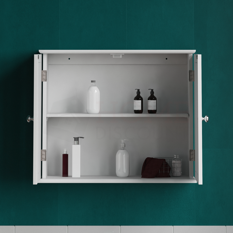 Priano 2 Door Mirrored Wall Cabinet, White