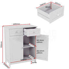 Priano 2-Drawer 2-Door Freestanding Cabinet - White