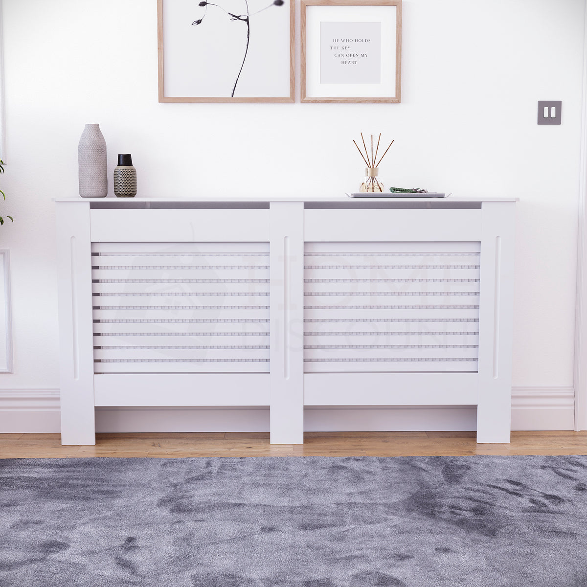 Milton Radiator Cover - White, Large