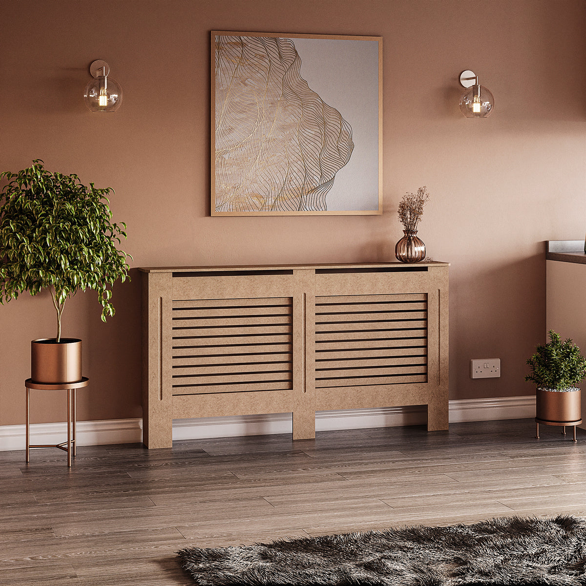 Horizontal Slat Radiator Cover White, Medium (FSC 100%)