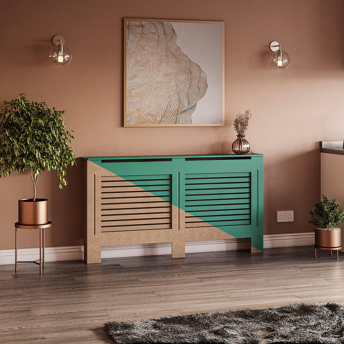 Horizontal Slat Radiator Cover White, Medium (FSC 100%)