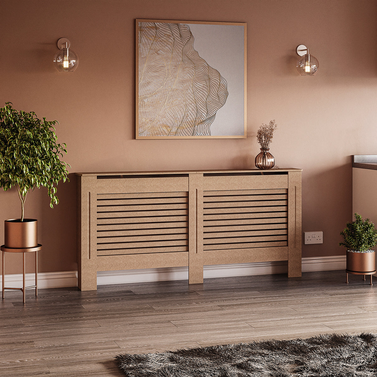 Horizontal Slat Radiator Cover White, Large (FSC 100%)