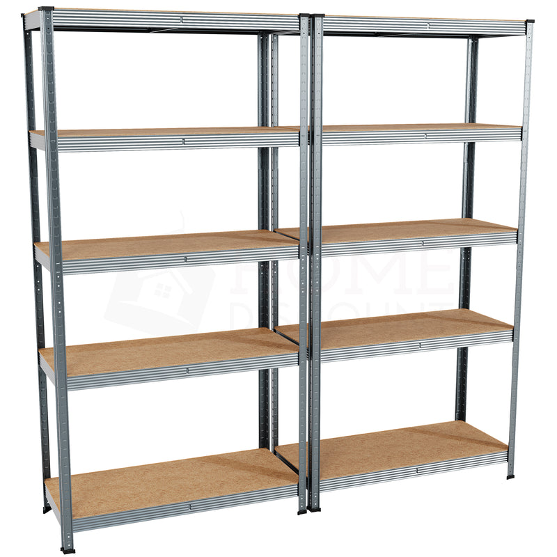 5-Tier Shelf, Galvanised - 2 Bay