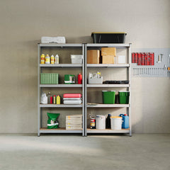 5-Tier Shelf, Galvanised - 2 Bay
