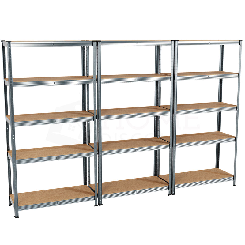 5-Tier Shelf, Galvanised - 3 Bay
