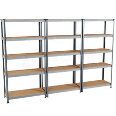 5-Tier Shelf, Galvanised - 3 Bay