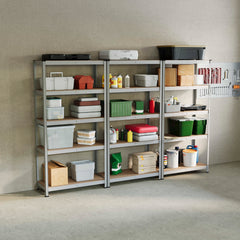 5-Tier Shelf, Galvanised - 3 Bay