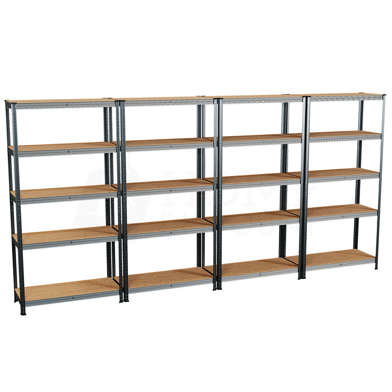 5-Tier Shelf, Galvanised - 4 Bay