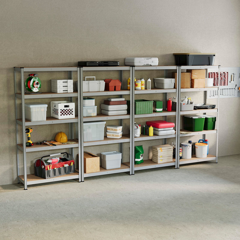 5-Tier Shelf, Galvanised - 4 Bay