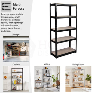 5-Tier Shelf, Black - 3 Bay