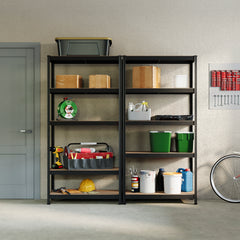 5-Tier Shelf, Black - 2 Bay