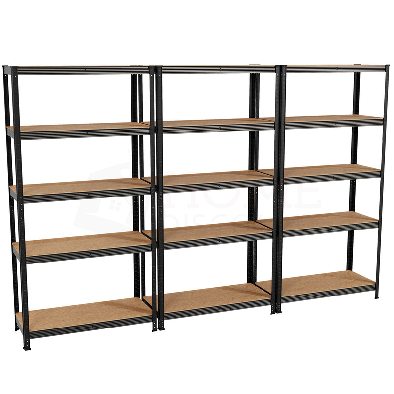 5-Tier Shelf, Black - 3 Bay