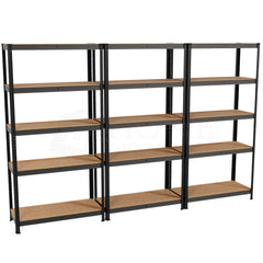 5-Tier Shelf, Black - 3 Bay