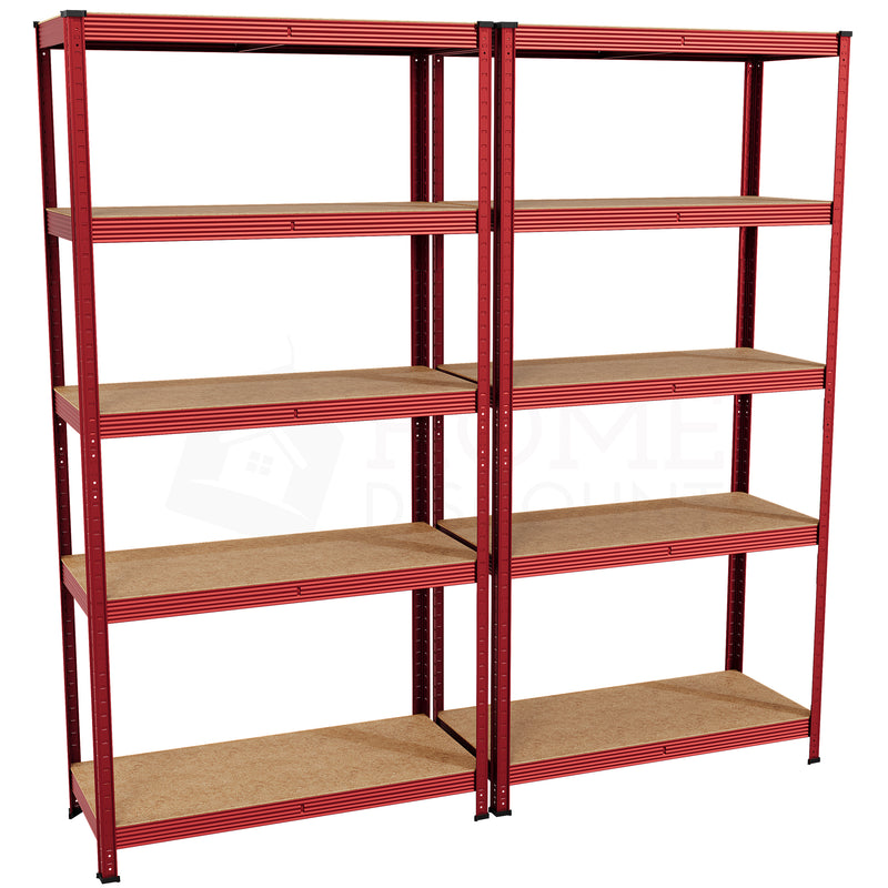 5-Tier Shelf, Red - 2 Bay