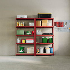 5-Tier Shelf, Red - 2 Bay