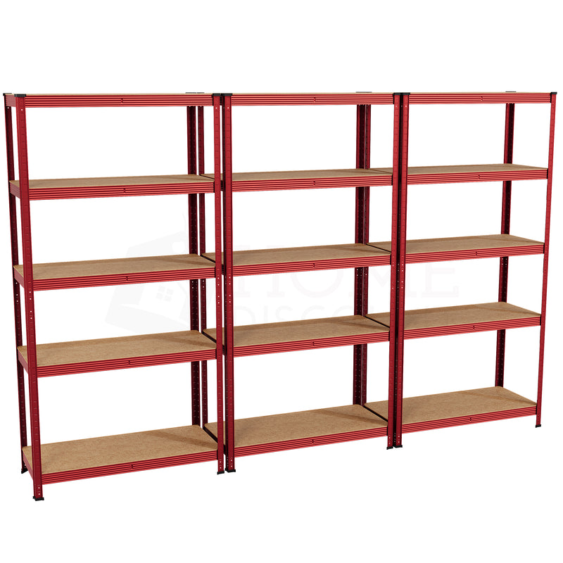 5-Tier Shelf, Red - 3 Bay