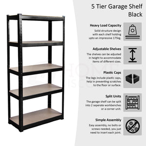 5-Tier Shelf, Large, Black