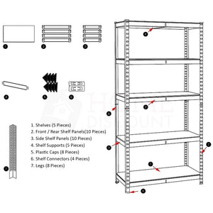 5-Tier Shelf, Large, Black