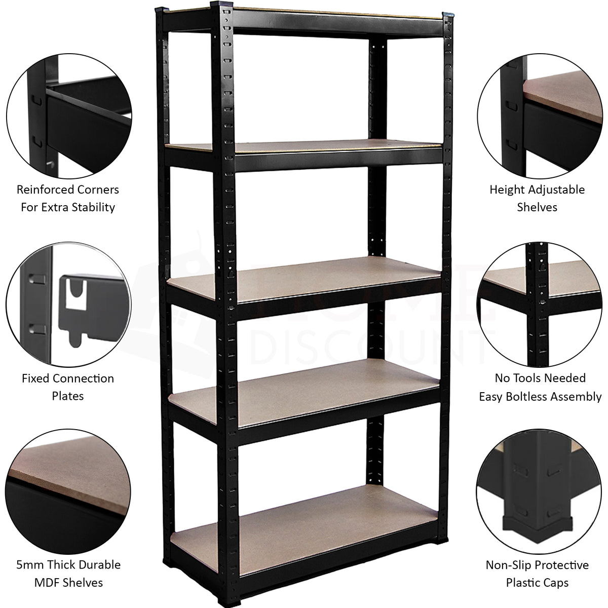 5-Tier Shelf, Large, Black