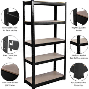 5-Tier Shelf, Large, Black