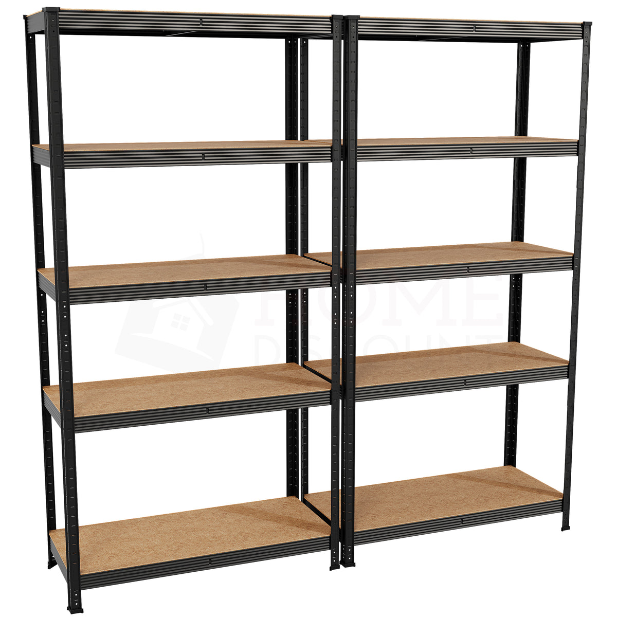 5-Tier Shelf, Large, Black - 2 Bay