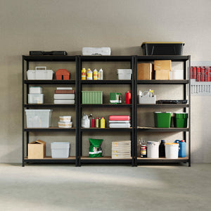 5-Tier Shelf, Large, Black - 3 Bay