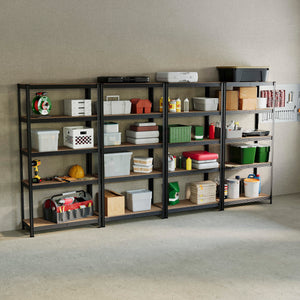 5-Tier Shelf, Large, Black - 4 Bay