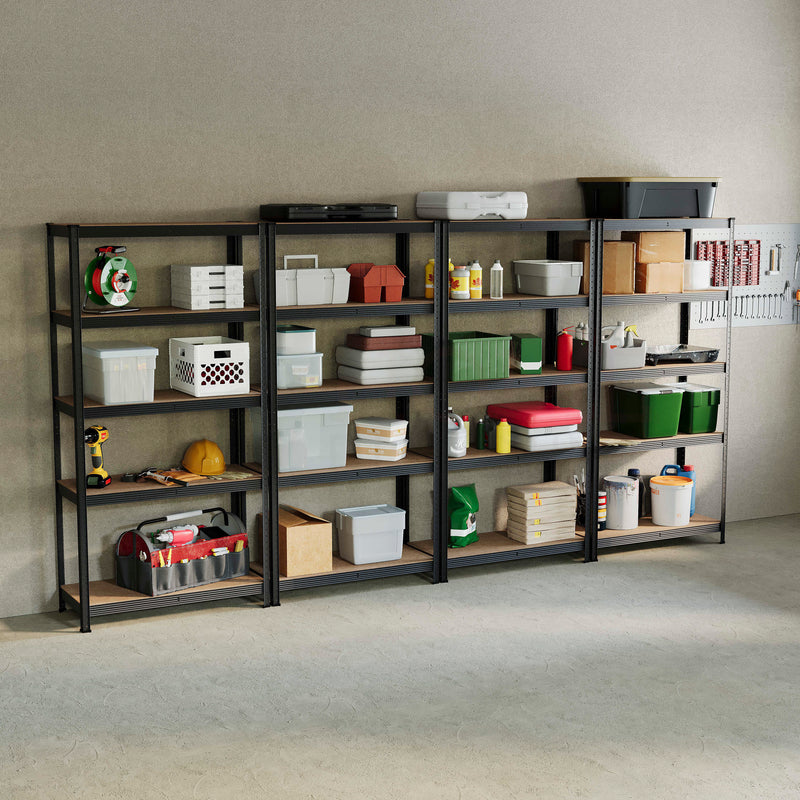5-Tier Shelf, Large, Black - 4 Bay