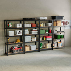 5-Tier Shelf, Large, Black - 4 Bay