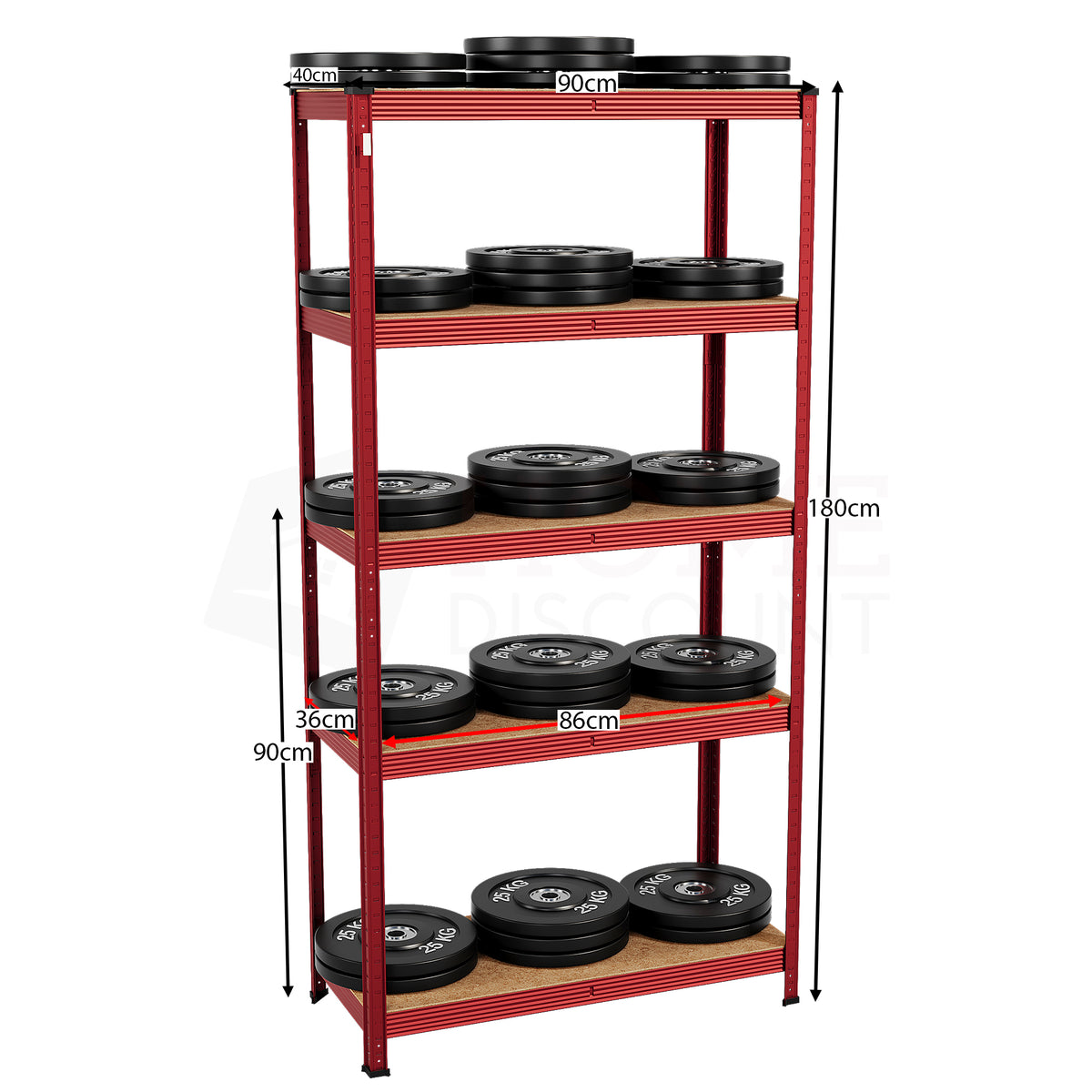 5-Tier Shelf, Large, Red