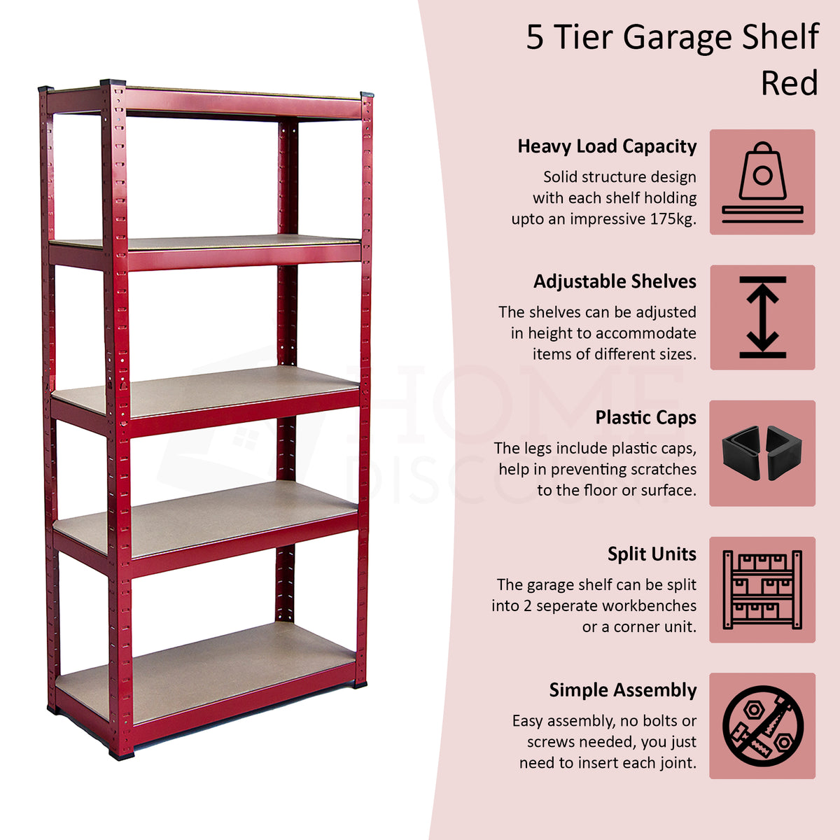 5-Tier Shelf, Large, Red