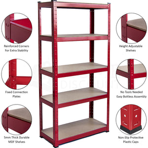 5-Tier Shelf, Large, Red