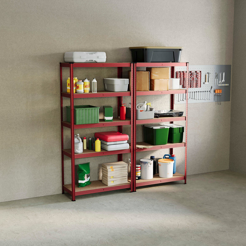 5-Tier Shelf, Large, Red - 2 Bay