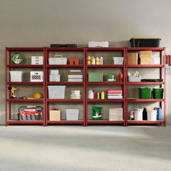 5-Tier Shelf, Large, Red - 4 Bay
