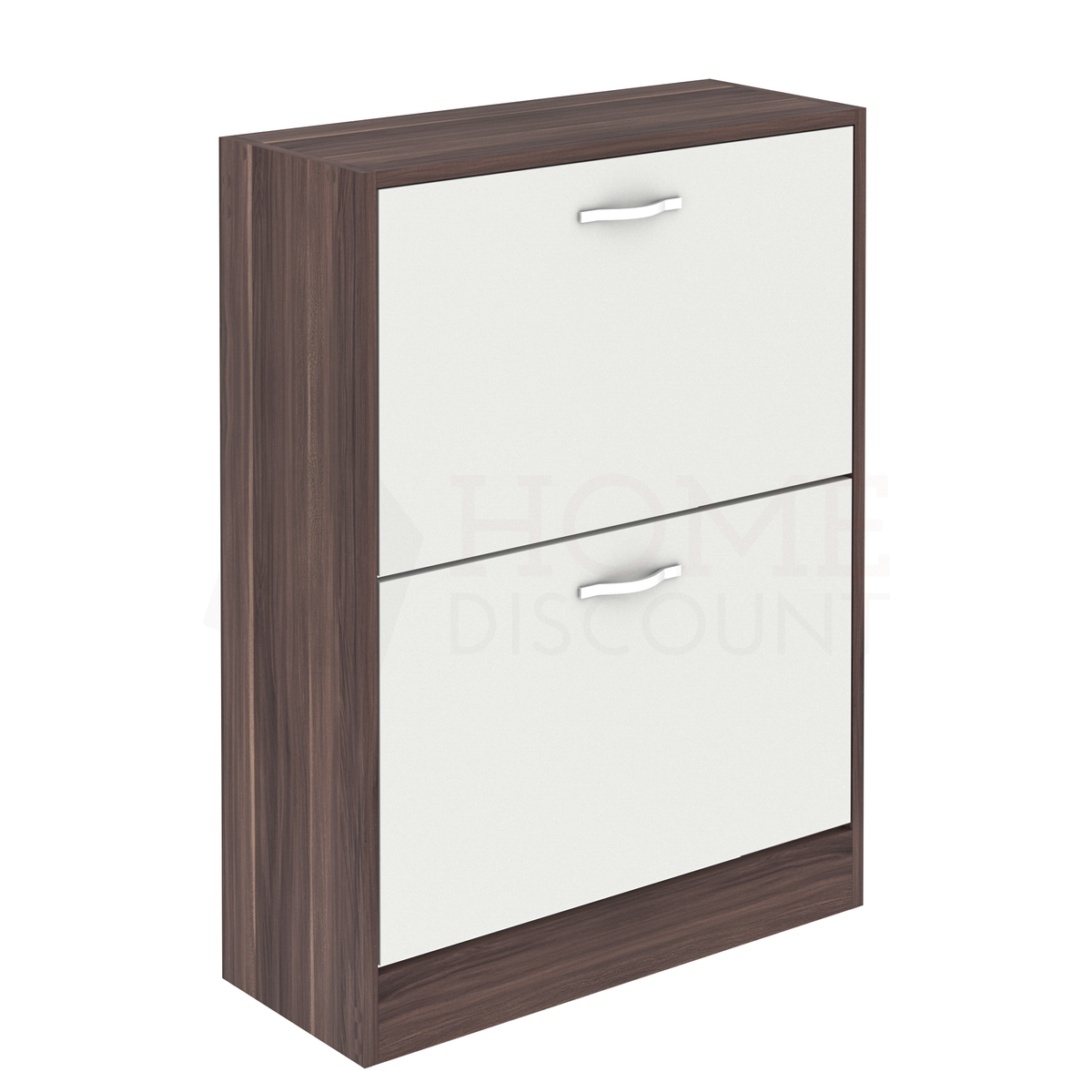 2-Drawer Shoe Cabinet, Walnut & White