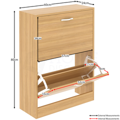 2 Drawer Shoe Cabinet, Pine