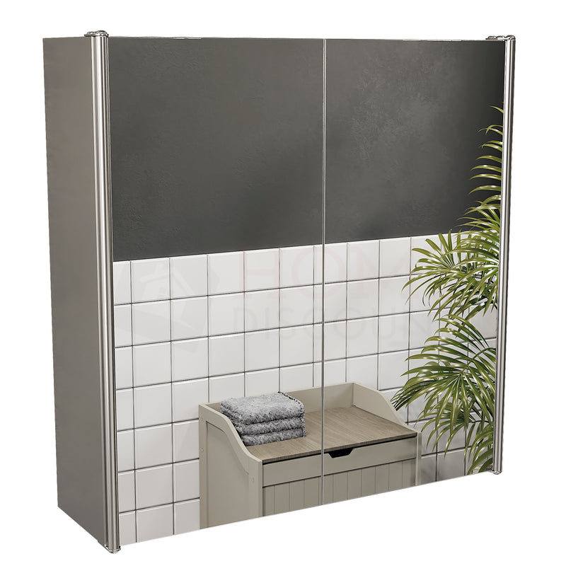 Tiano Mirrored Double Cabinet - Stainless steel