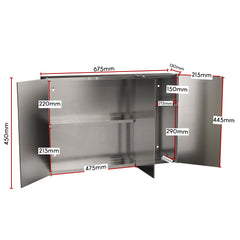 Tiano Mirrored Triple Cabinet - Stainless steel