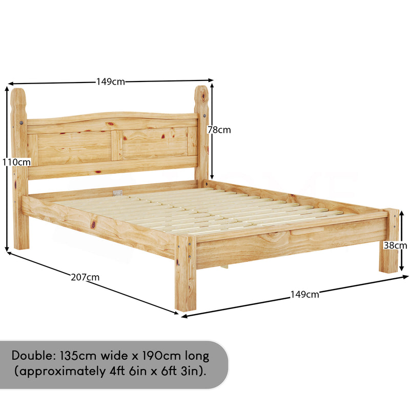 Corona Double Low Foot End Bed, Pine