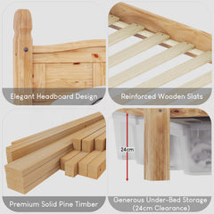 Corona Double Low Foot End Bed, Pine