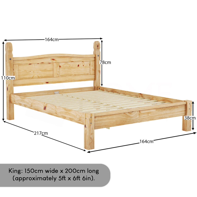 Corona King Size Low Foot End Bed, Pine